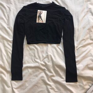 Mesh Long Sleeve Crop Top